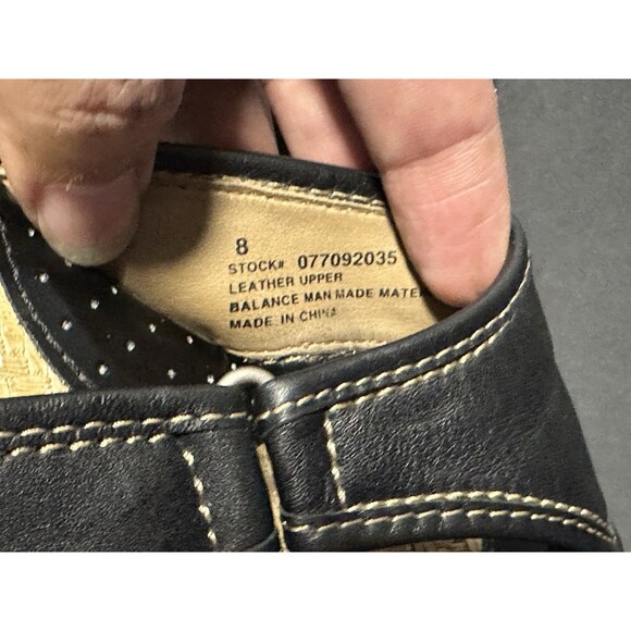 Cherokee Black Leather Platform Sandals Size 8 - Picture 8 of 9